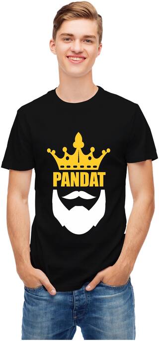 Men's Pandat Round Neck Black T-shirt