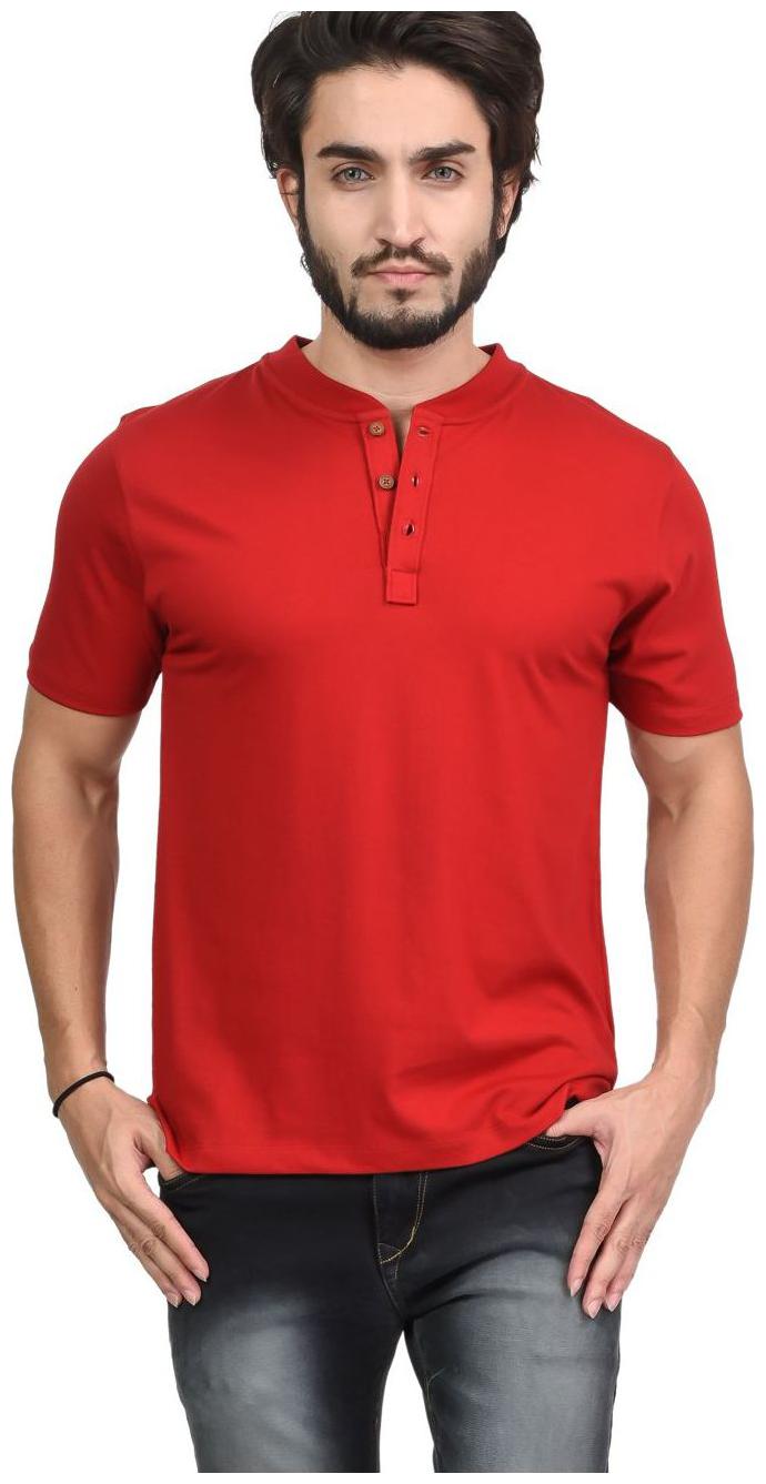 

Kalt Men Red Regular fit Cotton Henley neck T-Shirt - Pack Of 1