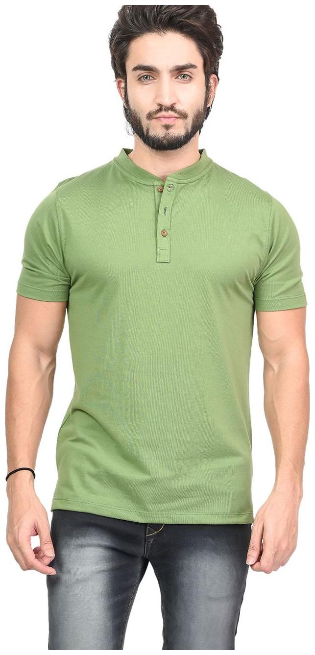 

Kalt Men Green Regular fit Cotton Henley neck T-Shirt - Pack Of 1