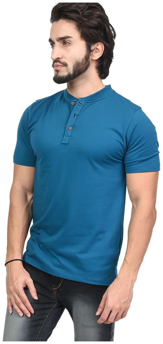 

Kalt Men Blue Regular fit Cotton Henley neck T-Shirt - Pack Of 1