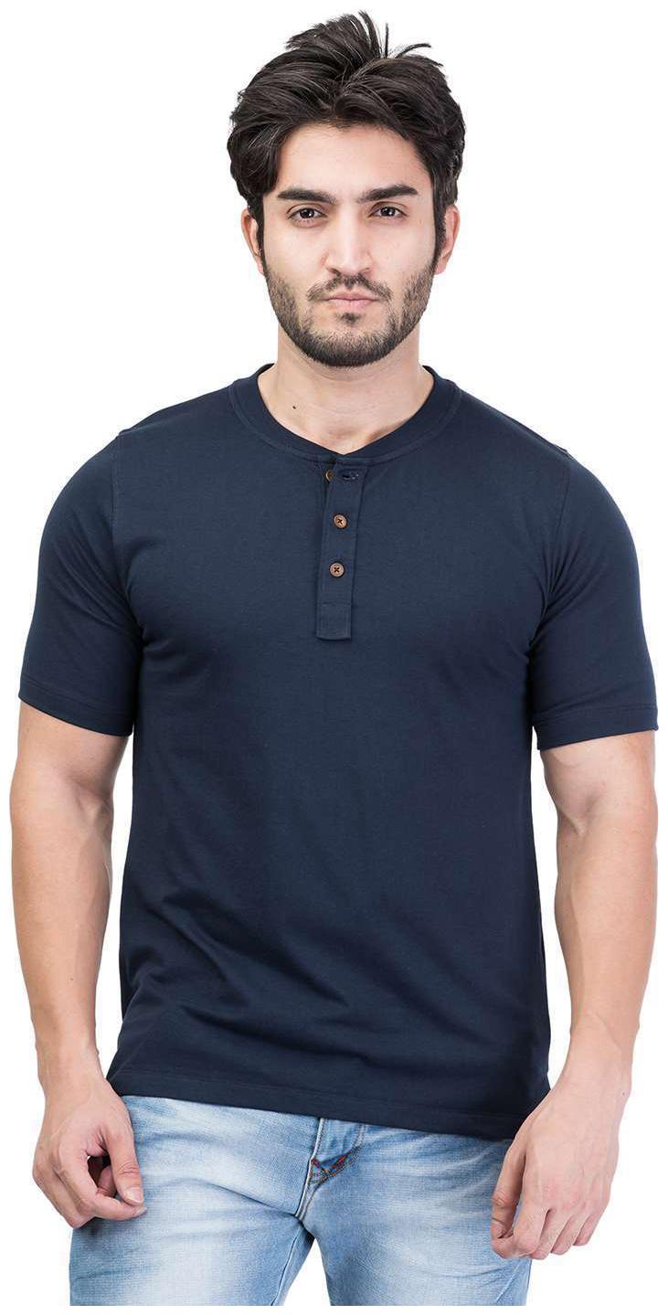 

Kalt Men Navy blue Regular fit Cotton Blend Henley neck T-Shirt - Pack Of 1