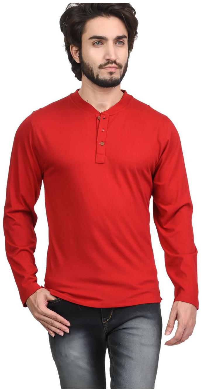 

Kalt Men Red Regular fit Cotton Blend Henley neck T-Shirt - Pack Of 1
