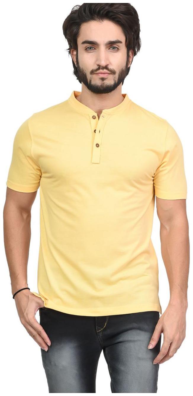 

Kalt Men Yellow Regular fit Cotton Henley neck T-Shirt - Pack Of 1