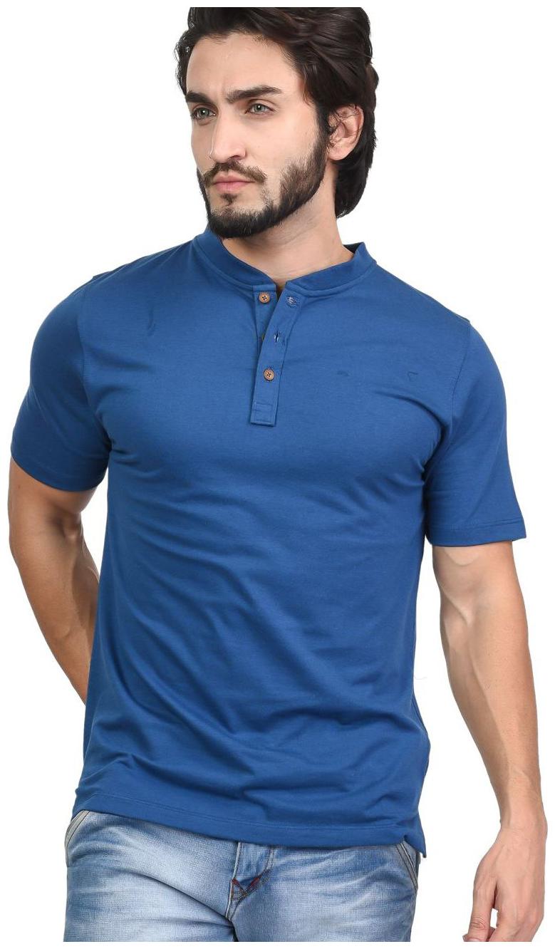 

Kalt Men Blue Regular fit Cotton Henley neck T-Shirt - Pack Of 1