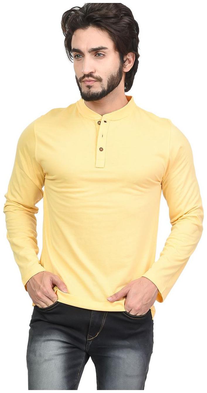 

Kalt Men Yellow Regular fit Cotton Blend Henley neck T-Shirt - Pack Of 1