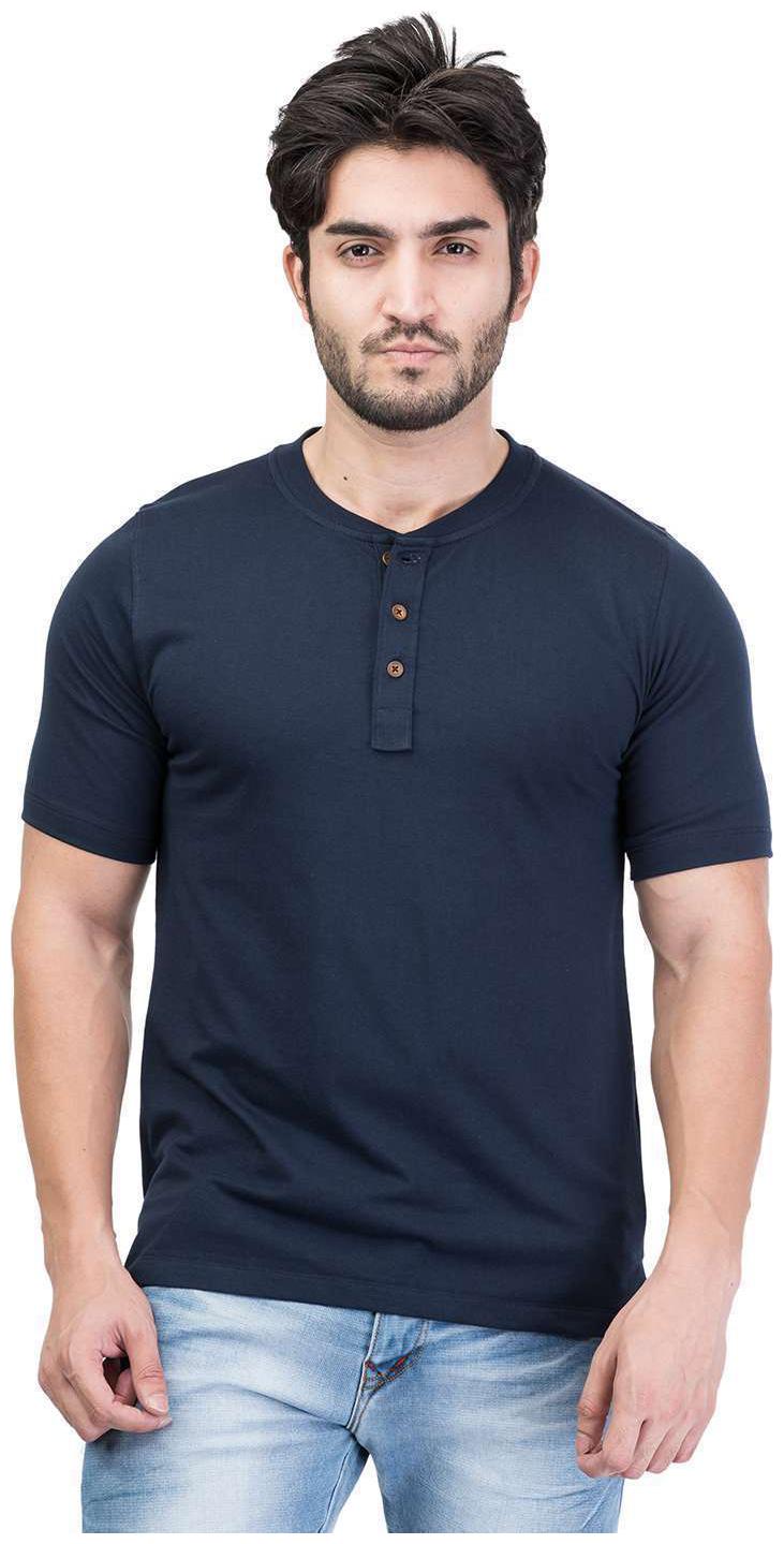 

Kalt Men Navy blue Regular fit Cotton Blend Henley neck T-Shirt - Pack Of 1