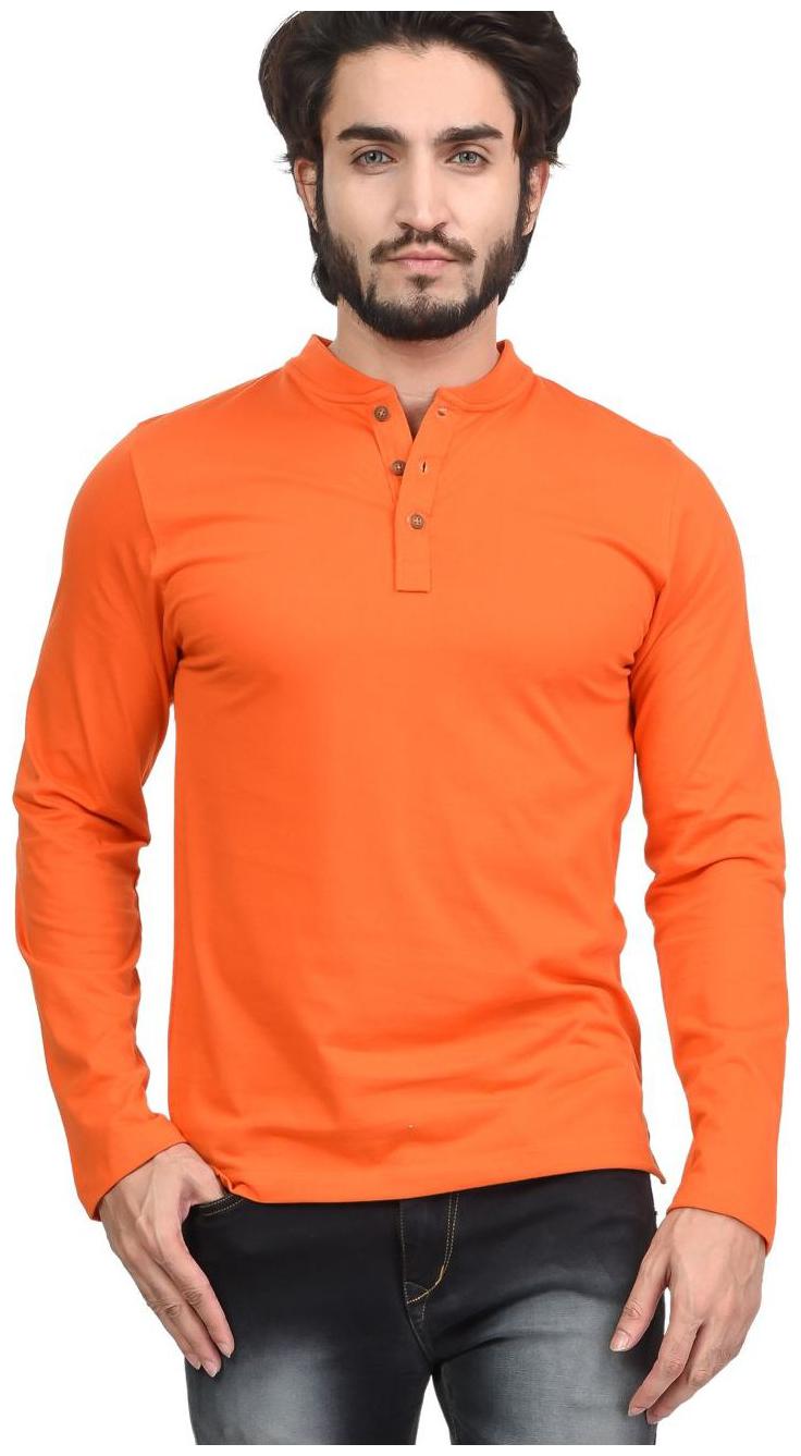 

Kalt Men Orange Regular fit Cotton Blend Henley neck T-Shirt - Pack Of 1
