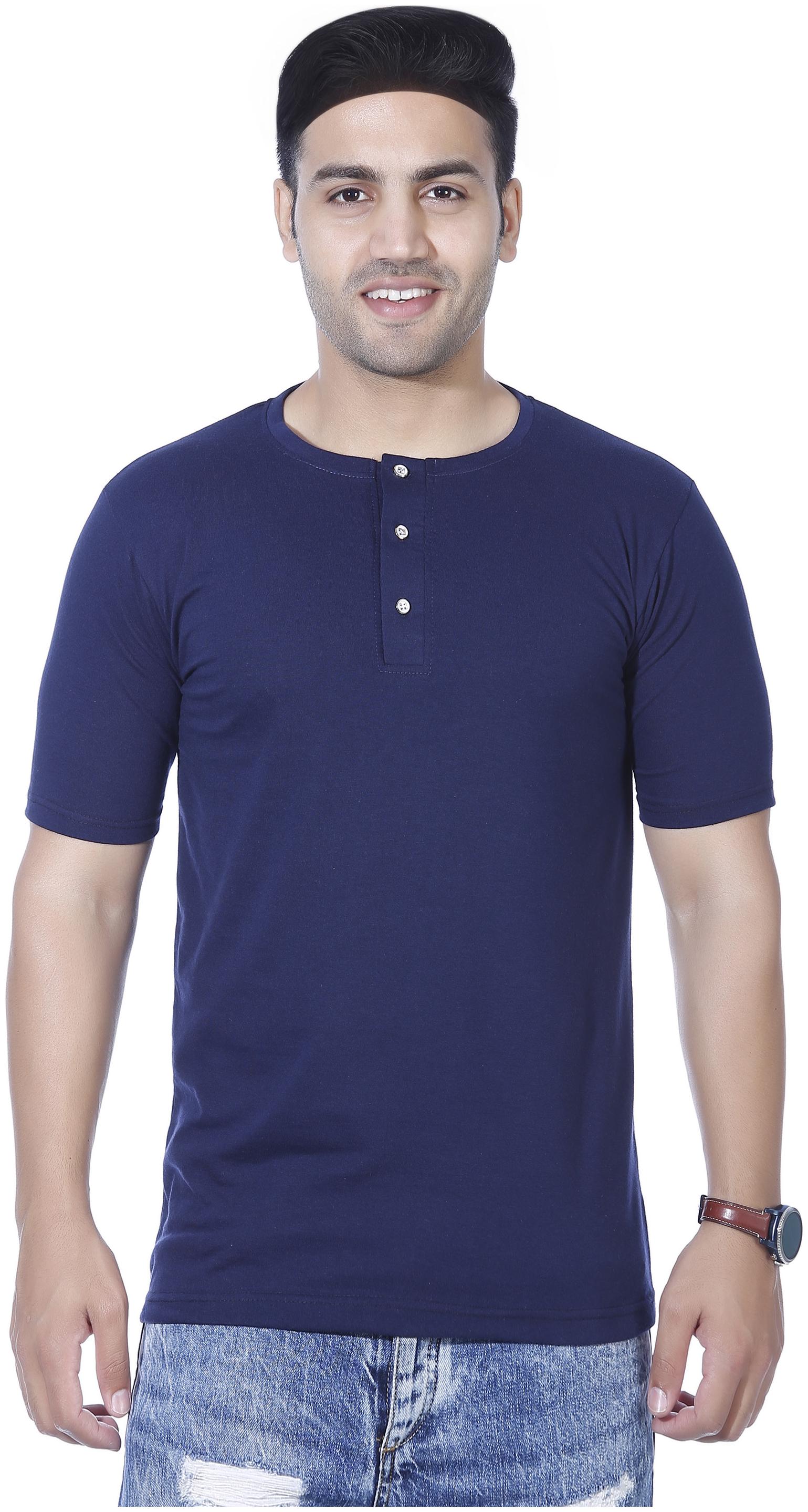 

PRAGTIGE Men Navy blue Slim fit Cotton Round neck T-Shirt - Pack Of 1