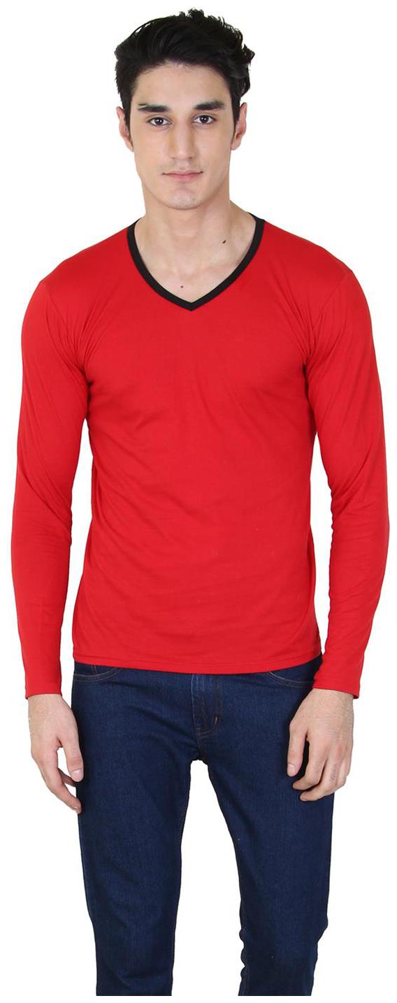 

Bi Fashion Men Red Slim fit Cotton V neck T-Shirt - Pack Of 1
