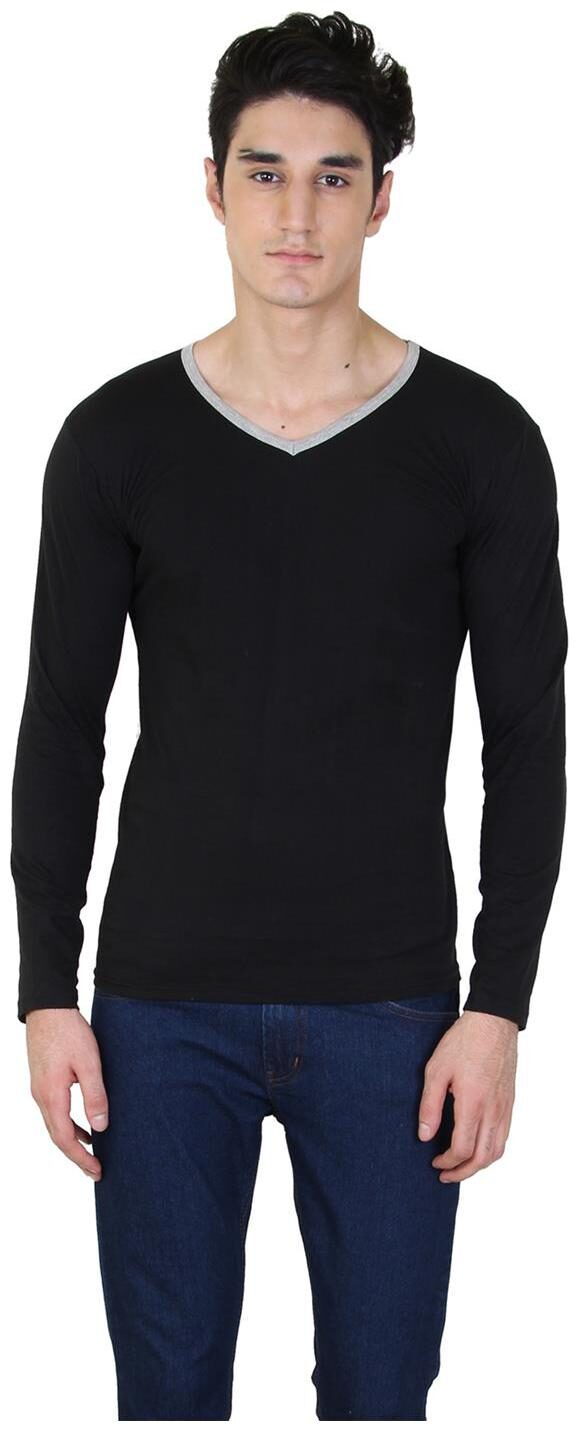 

Bi Fashion Men Black Slim fit Cotton V neck T-Shirt - Pack Of 1