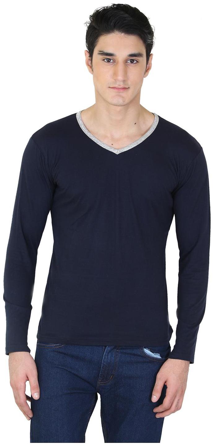 

Bi Fashion Men Navy blue Slim fit Cotton V neck T-Shirt - Pack Of 1