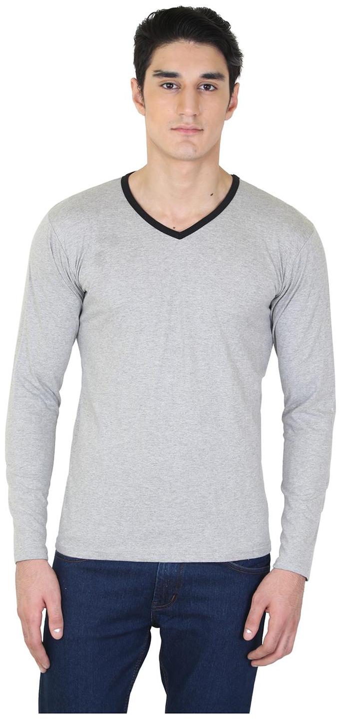 

Bi Fashion Men Grey Slim fit Cotton V neck T-Shirt - Pack Of 1