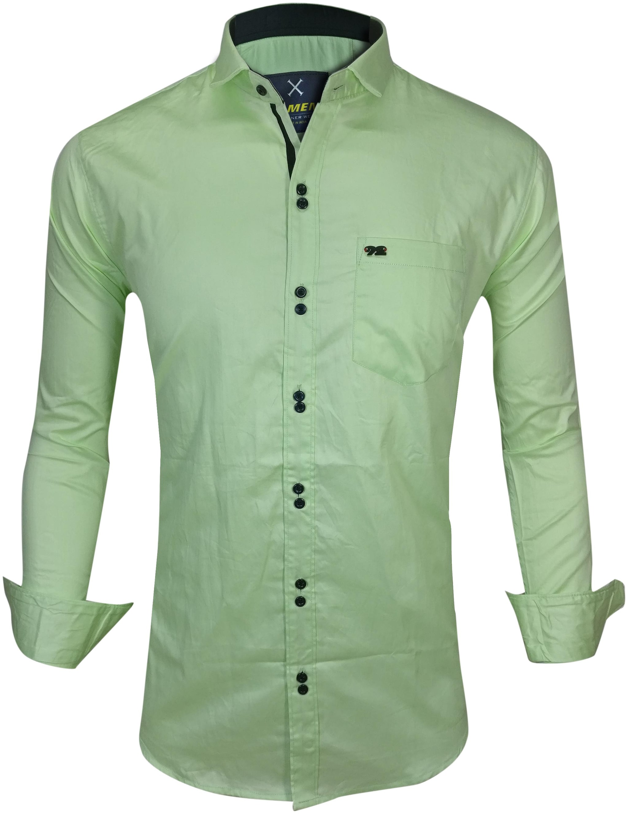 

X-MEN Men Green Solid Slim Fit Casual Shirt