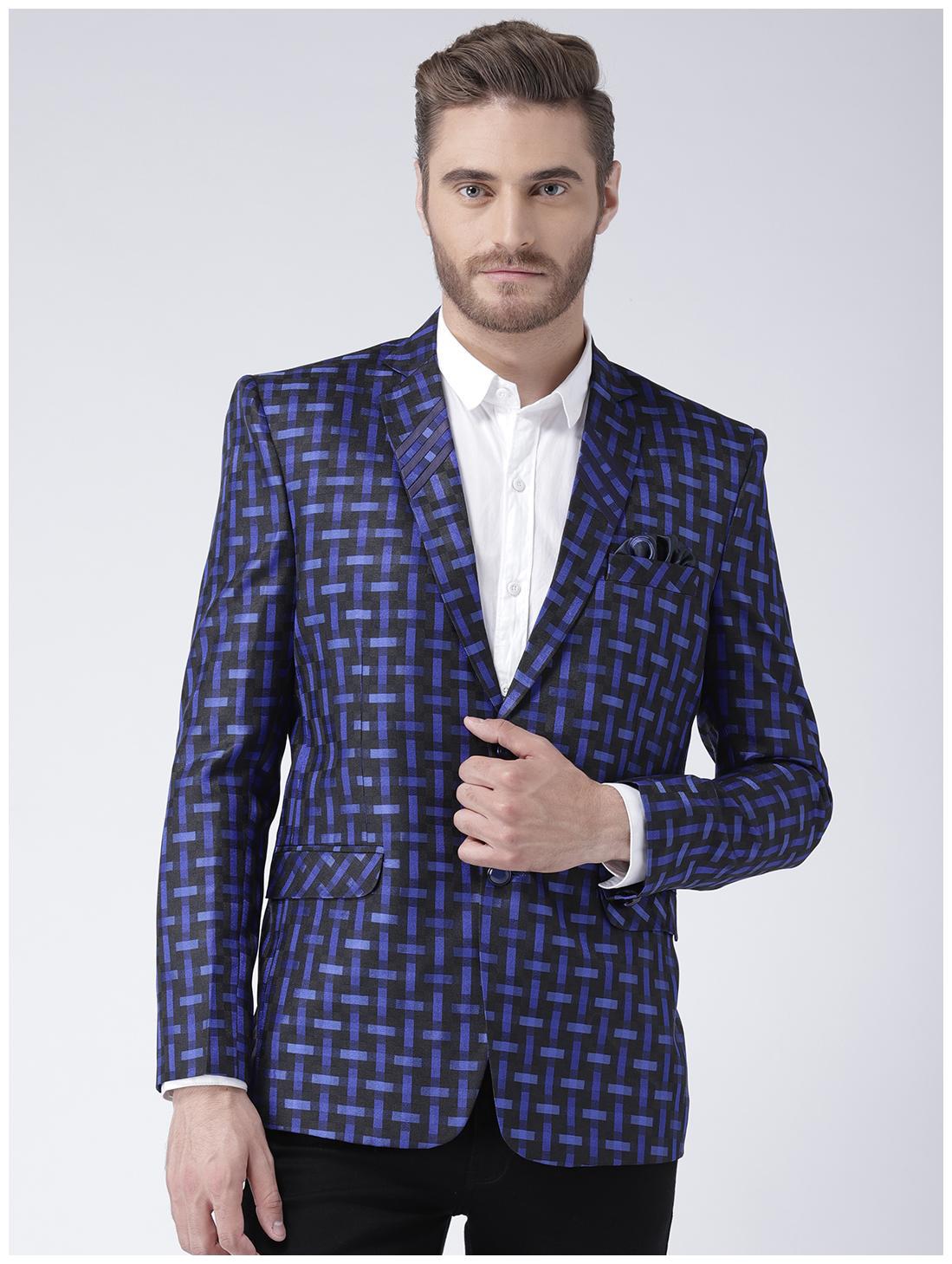 

Hangup Men Blue Checked Regular fit Single Breasted Blazer