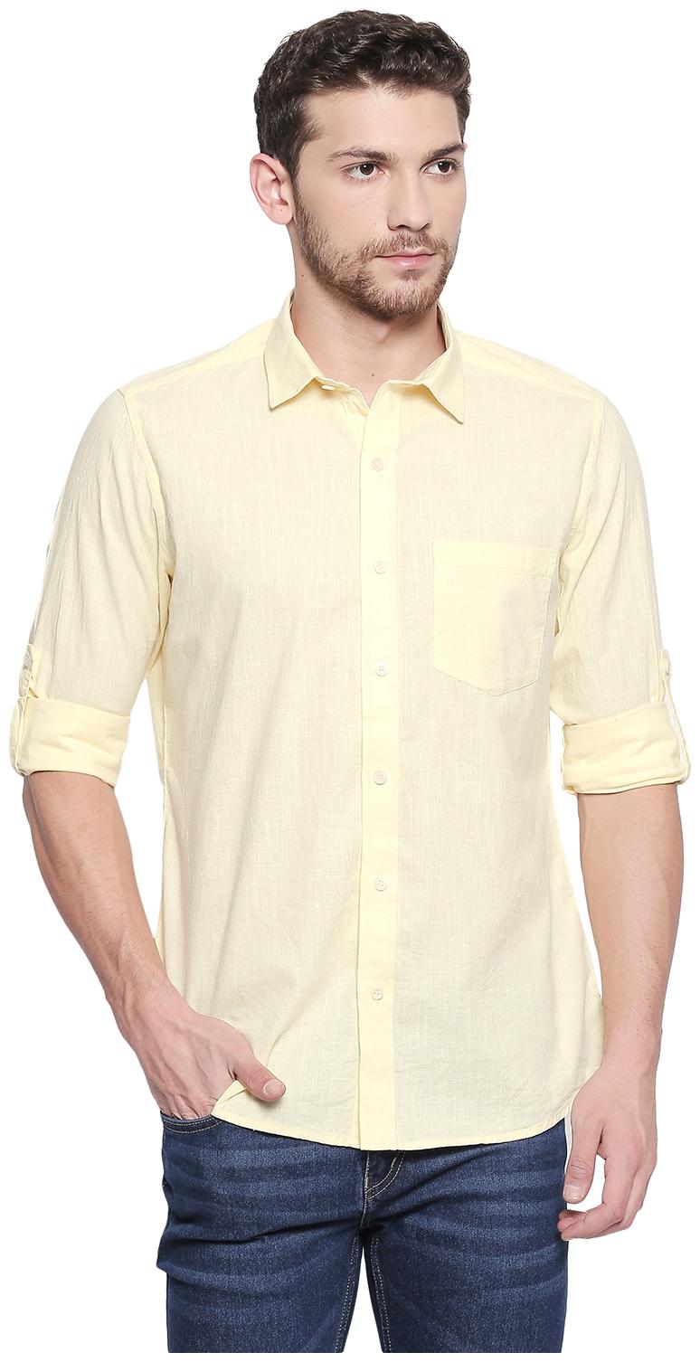 

EVOQ Men Yellow Solid Regular Fit Casual Shirt