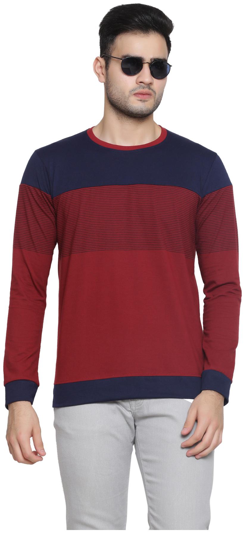 

GENTINO Men Maroon Blue Regular fit Cotton Round neck T-Shirt - Pack Of 1