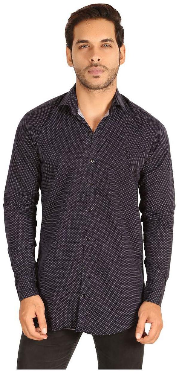 

MESH CASUAL NAVY BLUE DOTTED SHIRT
