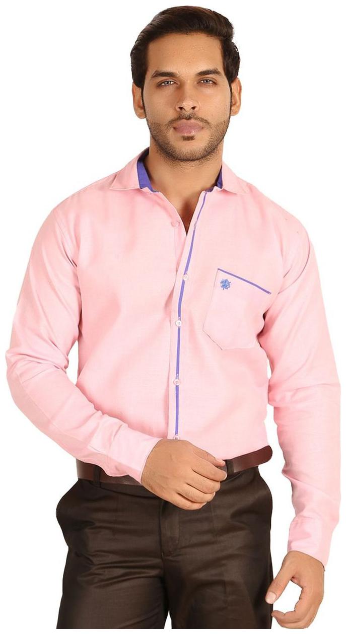 

Mesh Men Pink Solid Slim Fit Casual Shirt
