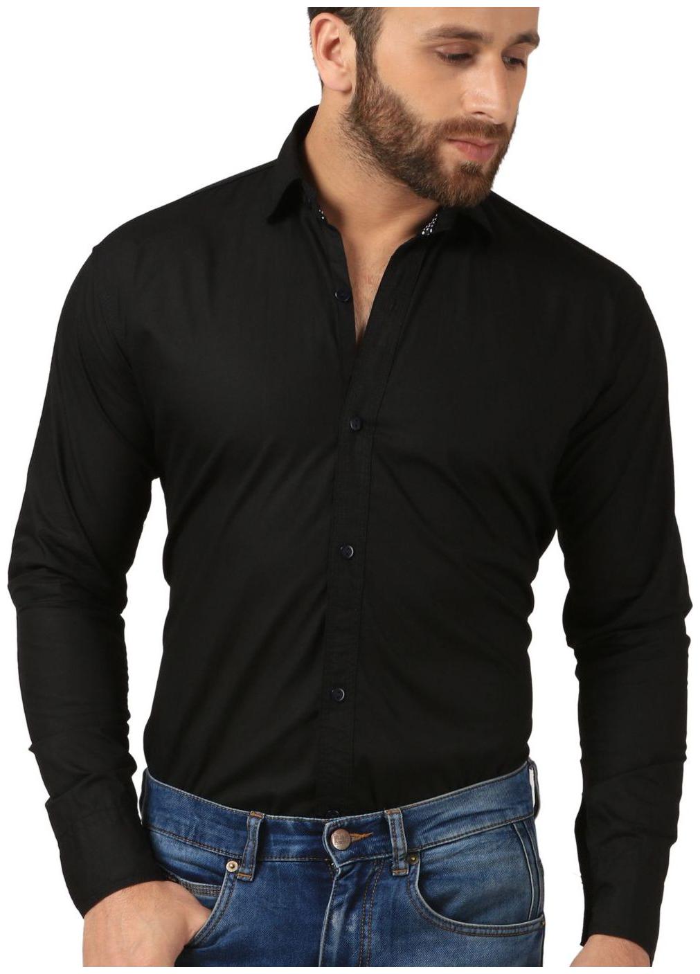 

MESH MEN S SOLID CASUAL BLACK SHIRTS