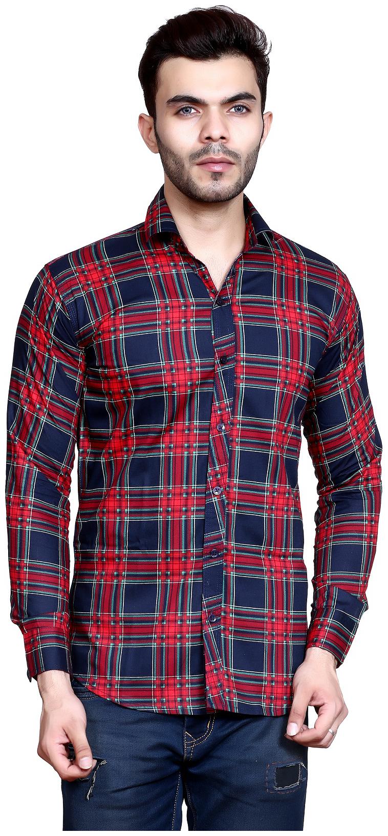 

Mesh Men Maroon Checked Regular Fit Casual Shirt