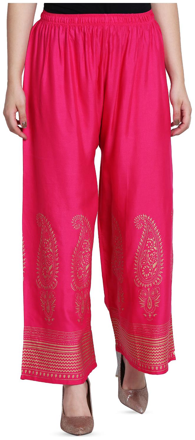 

MGrandbear Peach Printed Flared Palazzo