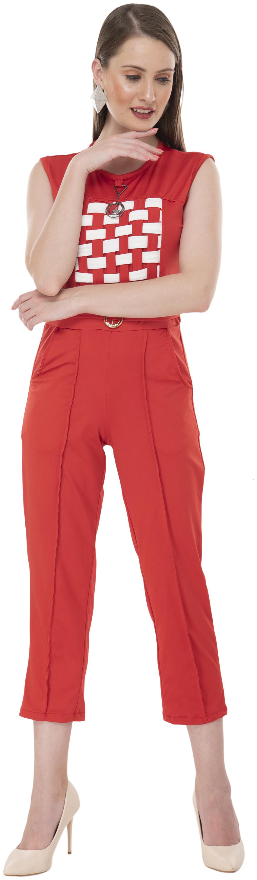 

Milky Way Solid Jumpsuit - Red