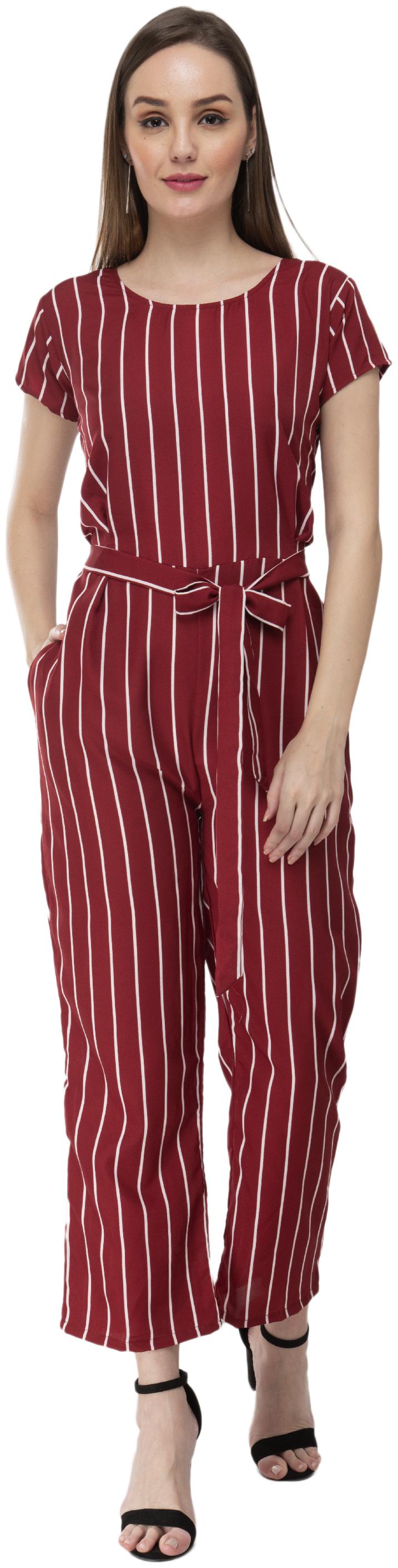 

Milky Way Striped Jumpsuit - Maroon