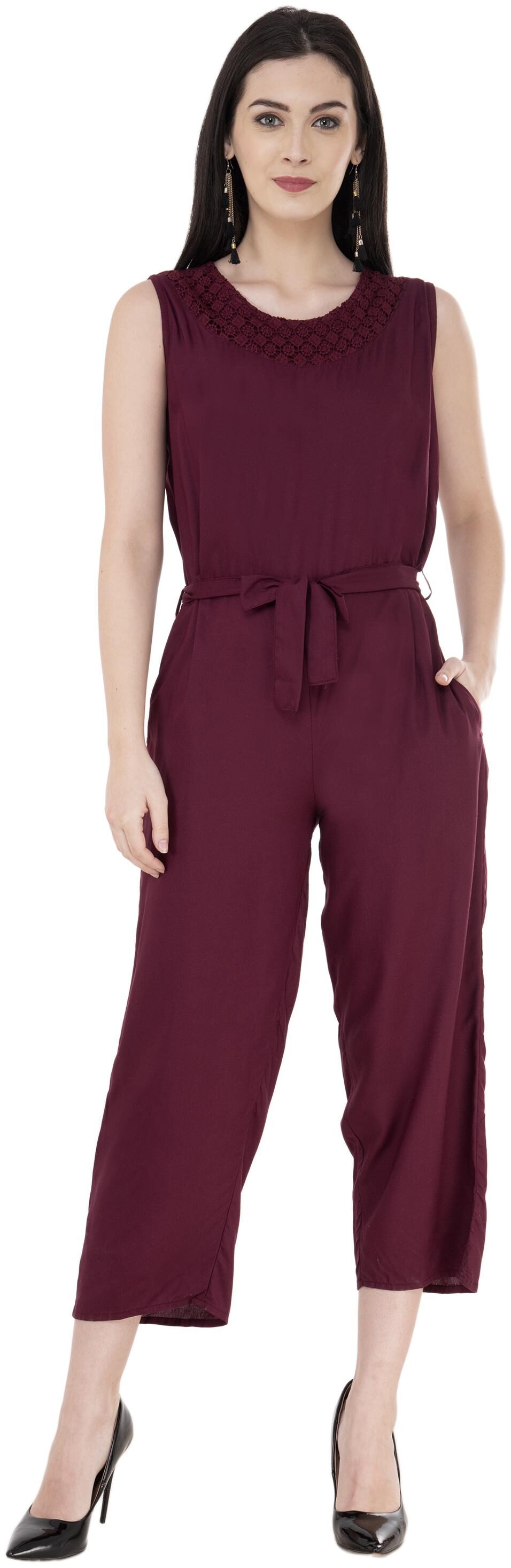 

Milky Way Solid Jumpsuit - Maroon