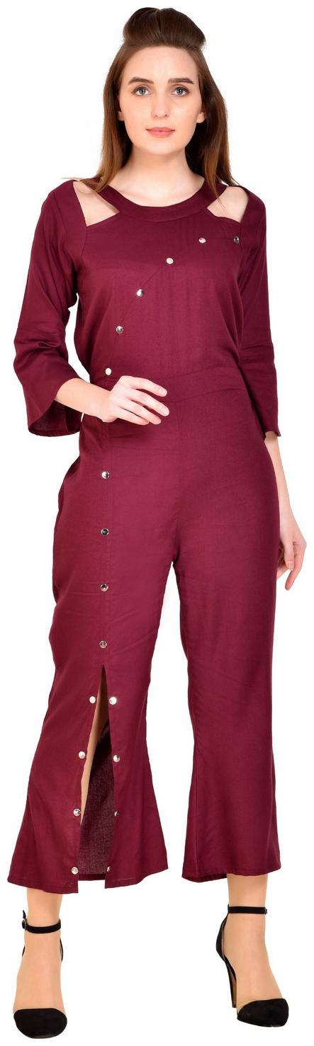 

Milky Way Solid Jumpsuit - Maroon