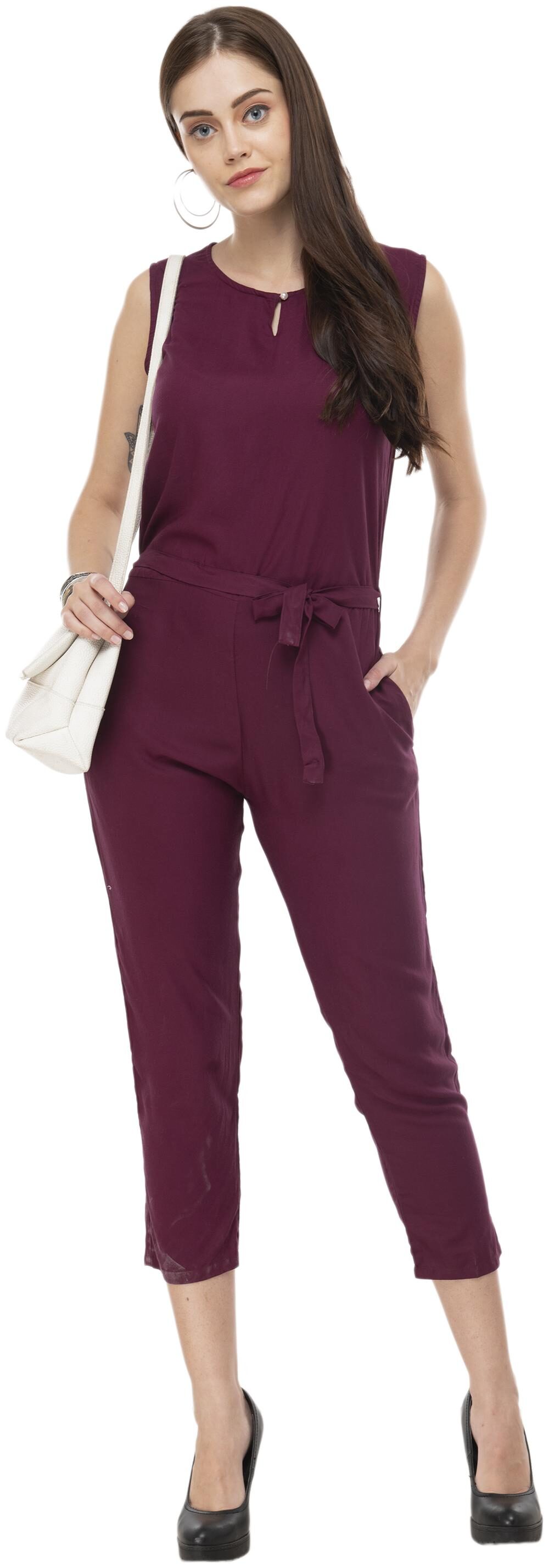 

Milky Way Solid Jumpsuit - Wine