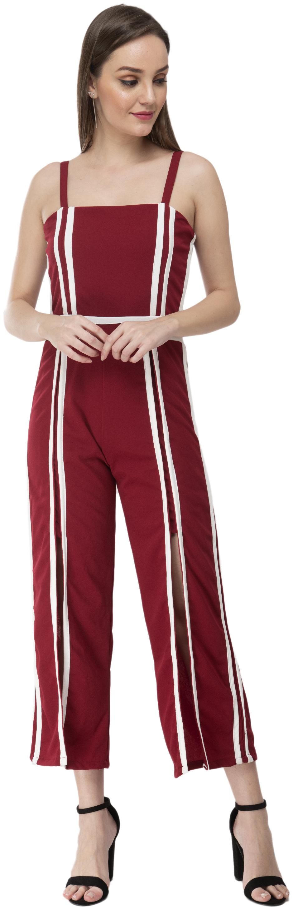 

Milky Way Striped Jumpsuit - Maroon