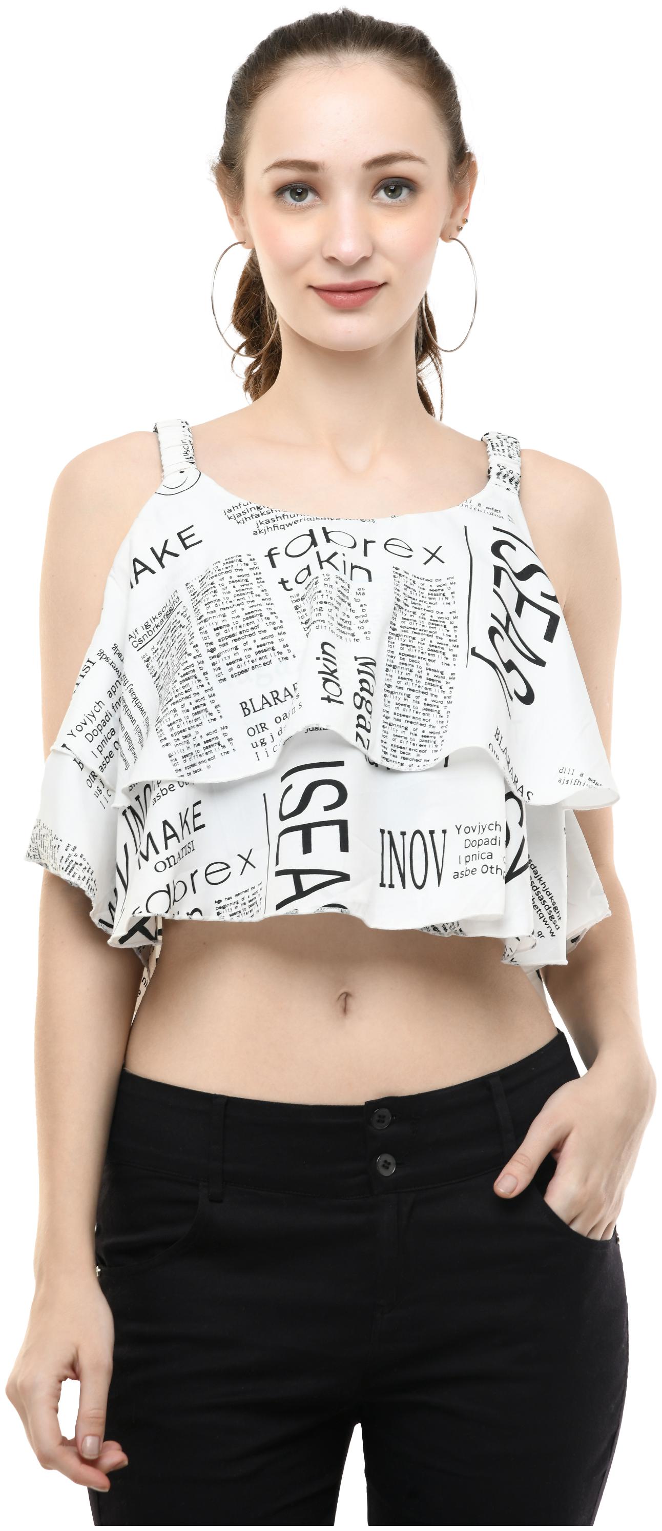 

Milky Way Women Printed Fusion top - White