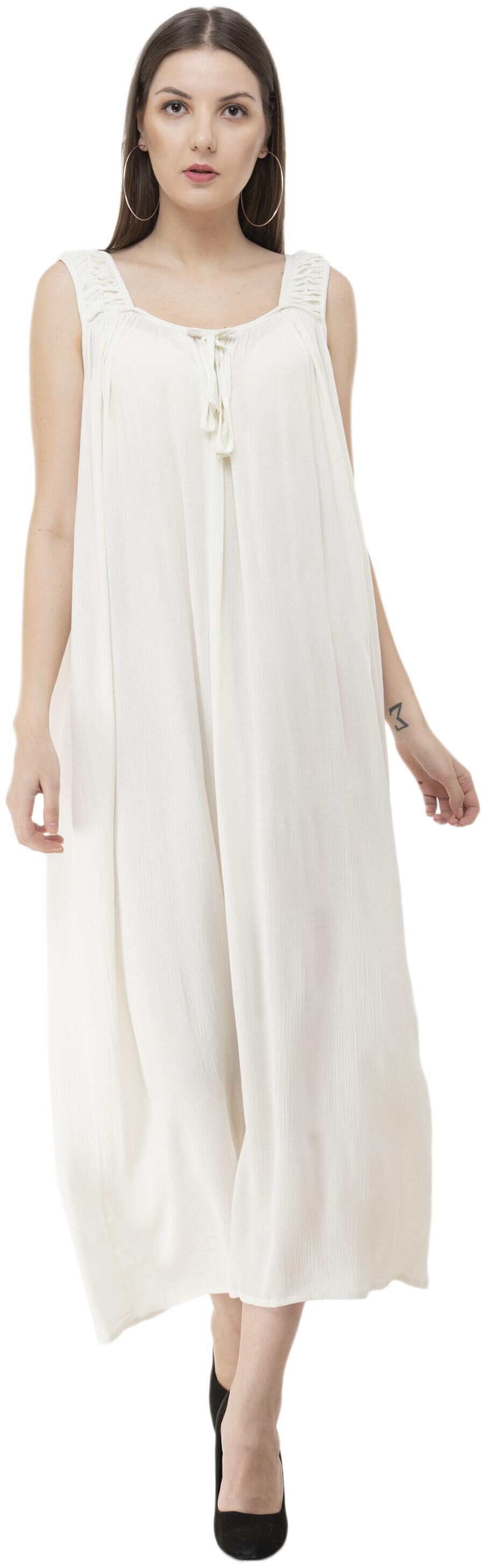 

Milky Way White Solid A-line dress