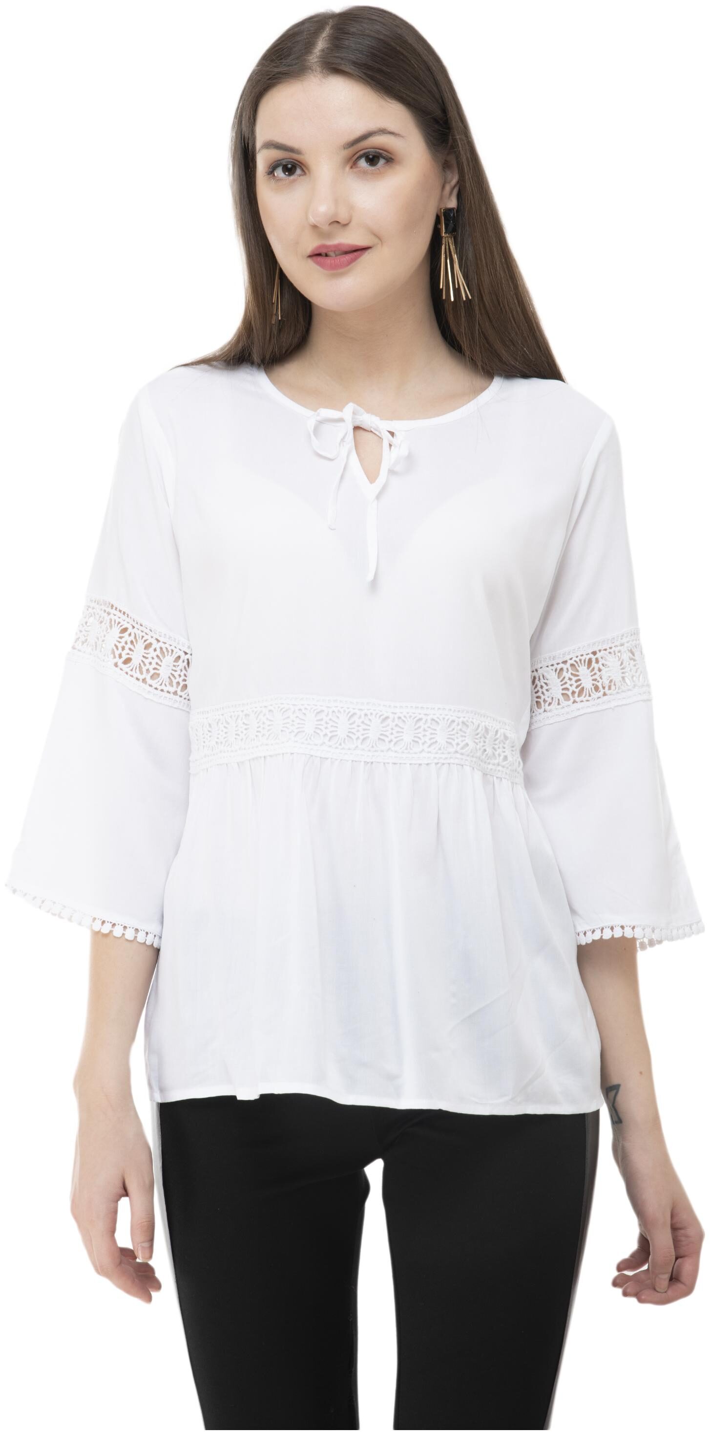 

Milky Way Women Solid A-line top - White