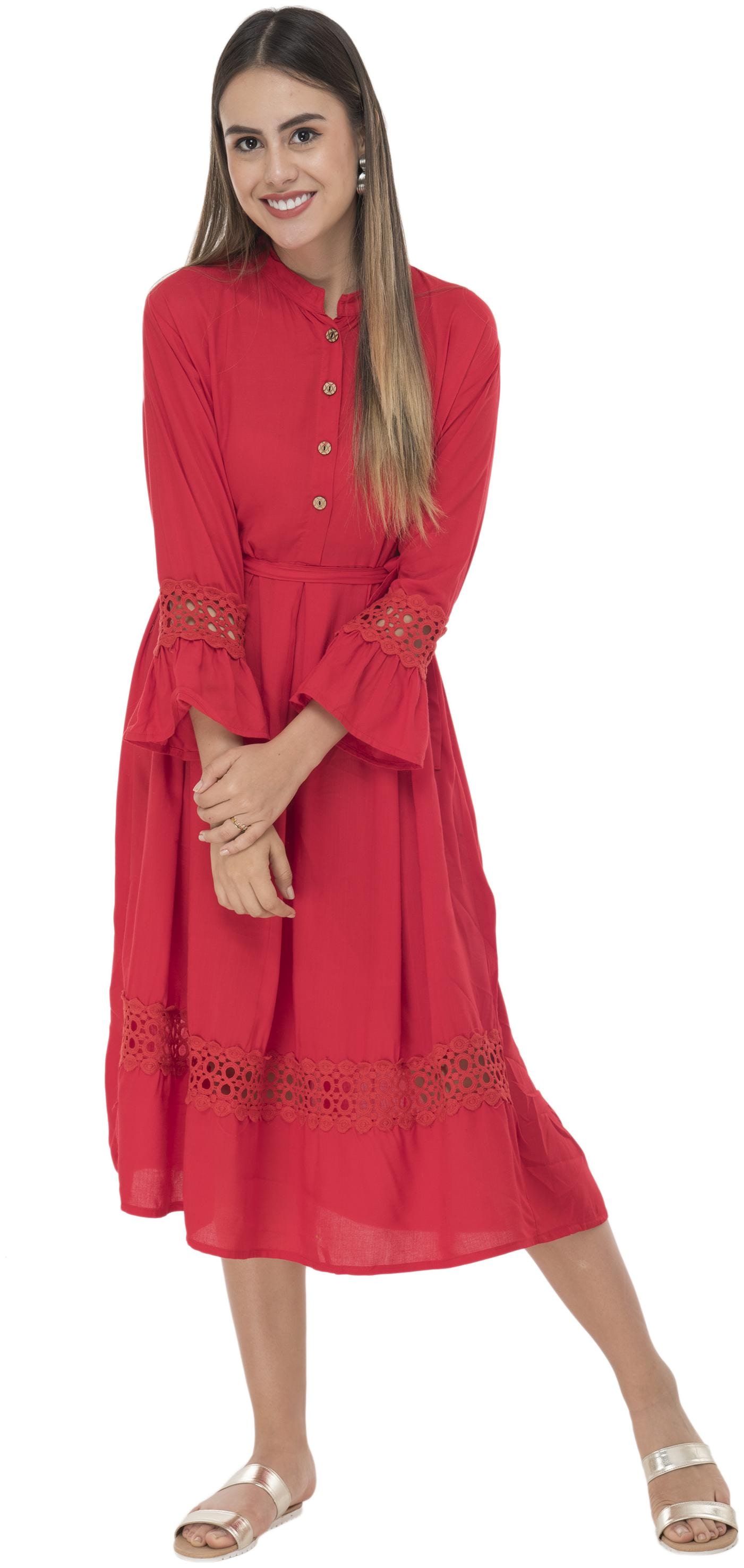 

Milky Way Pink Solid A-line dress