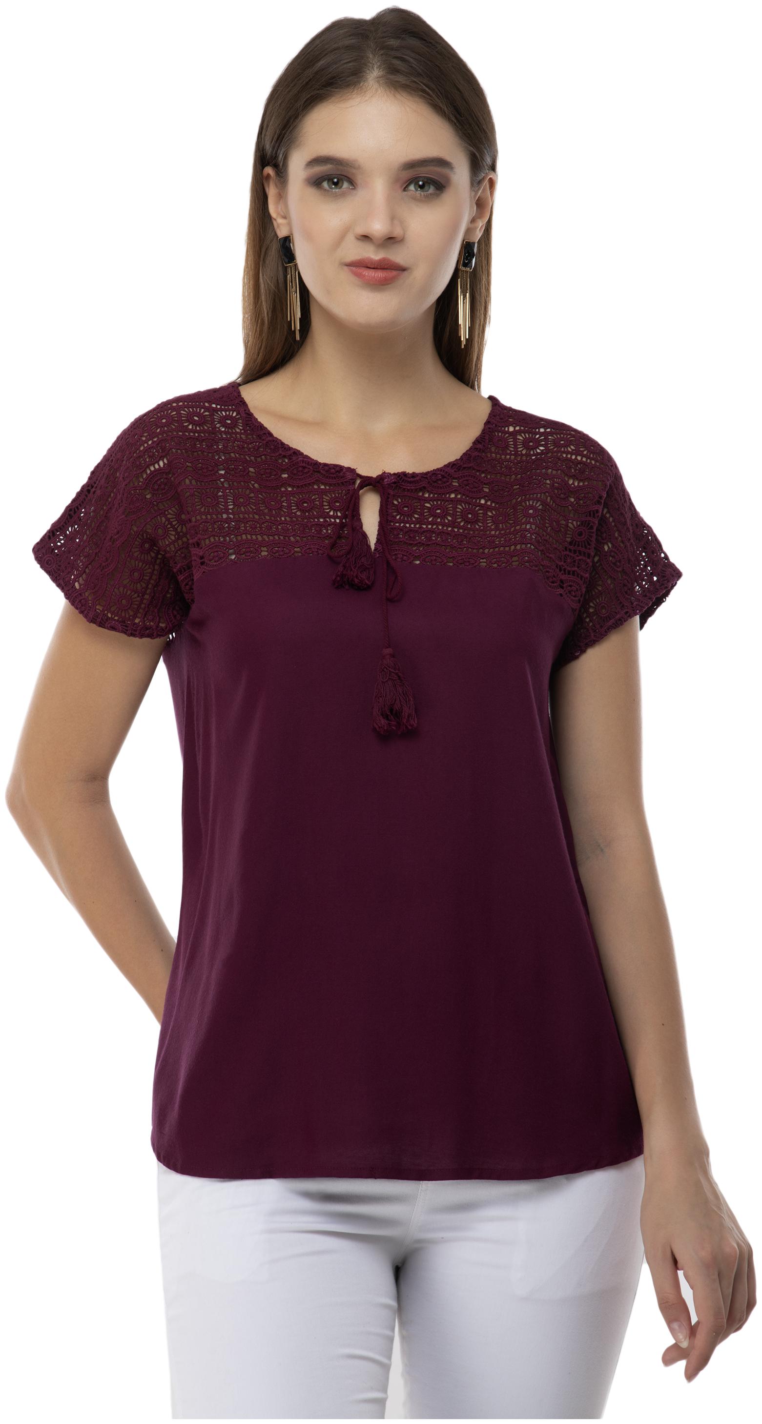 

Milky Way Women Rayon Embroidered Maroon Top