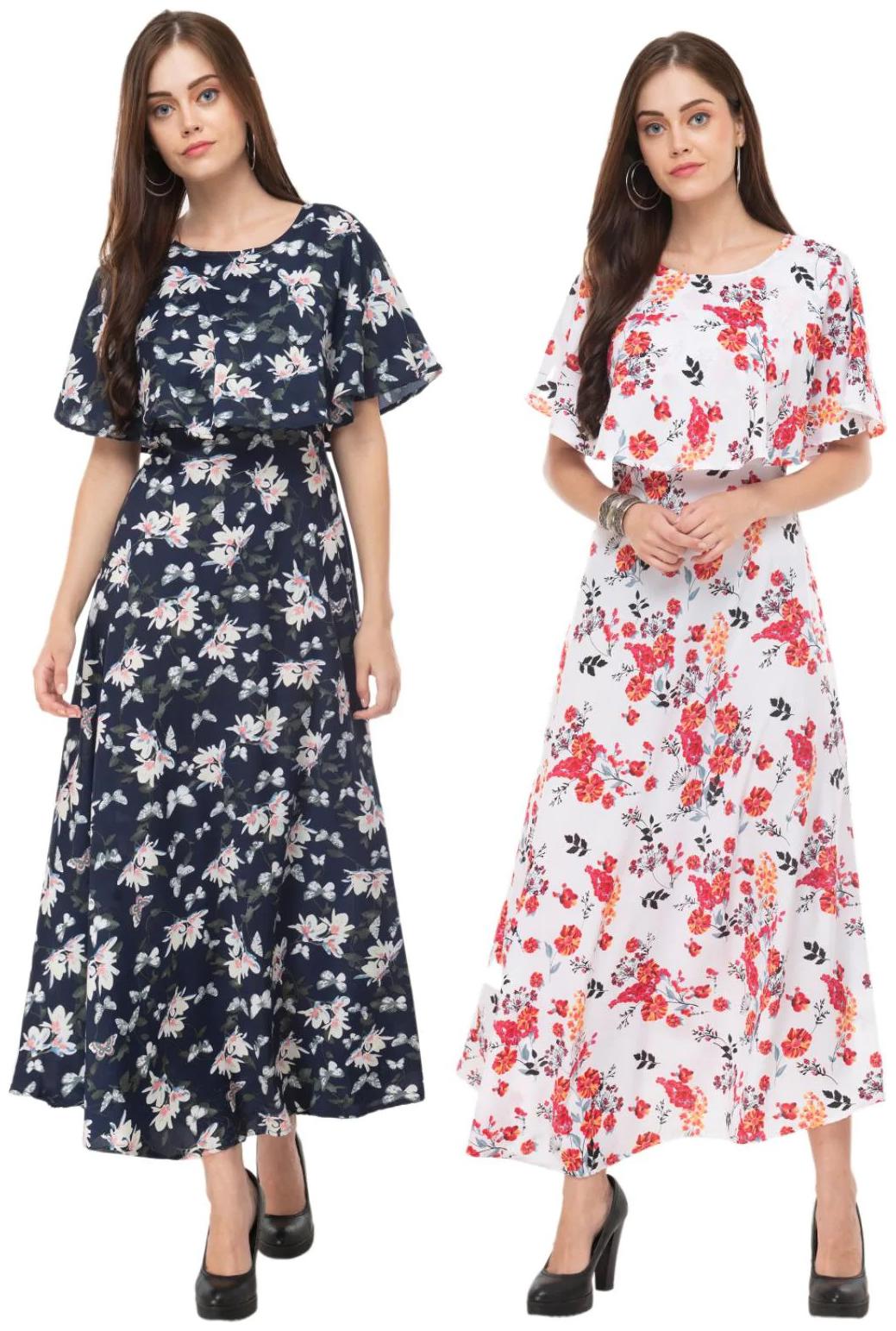 

Milky Way Blue Pink Floral Fit flare dress
