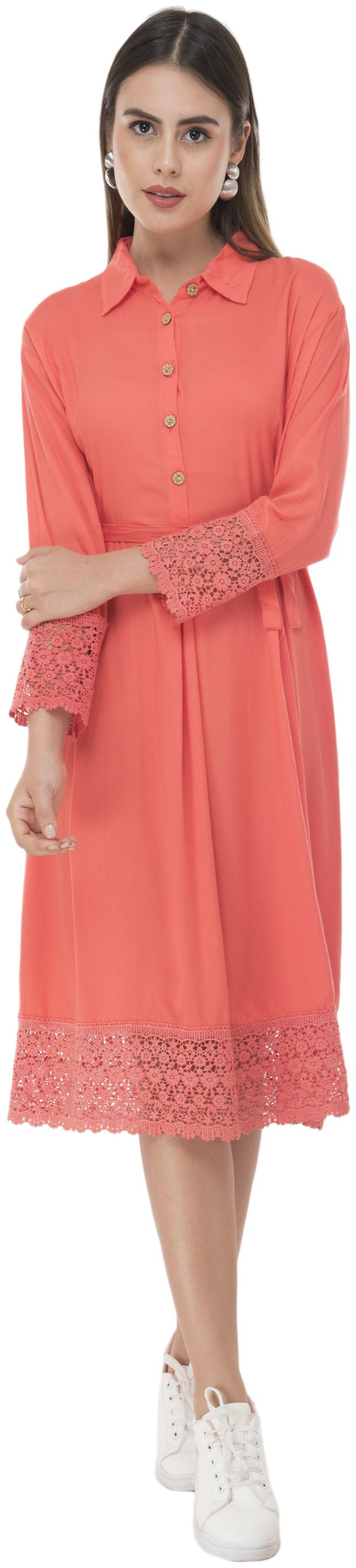 

Milky Way Orange Solid A-line dress
