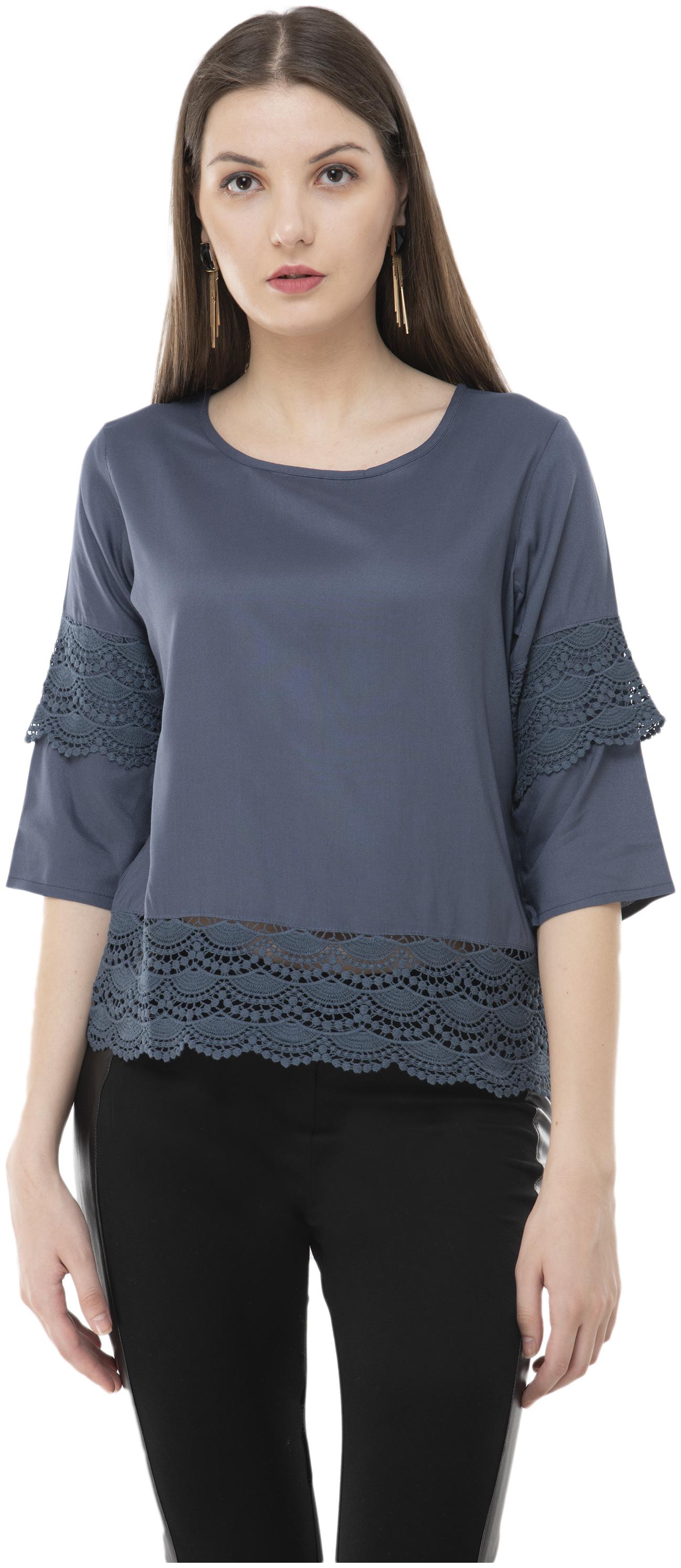 

Milky Way Women Solid A-line top - Blue