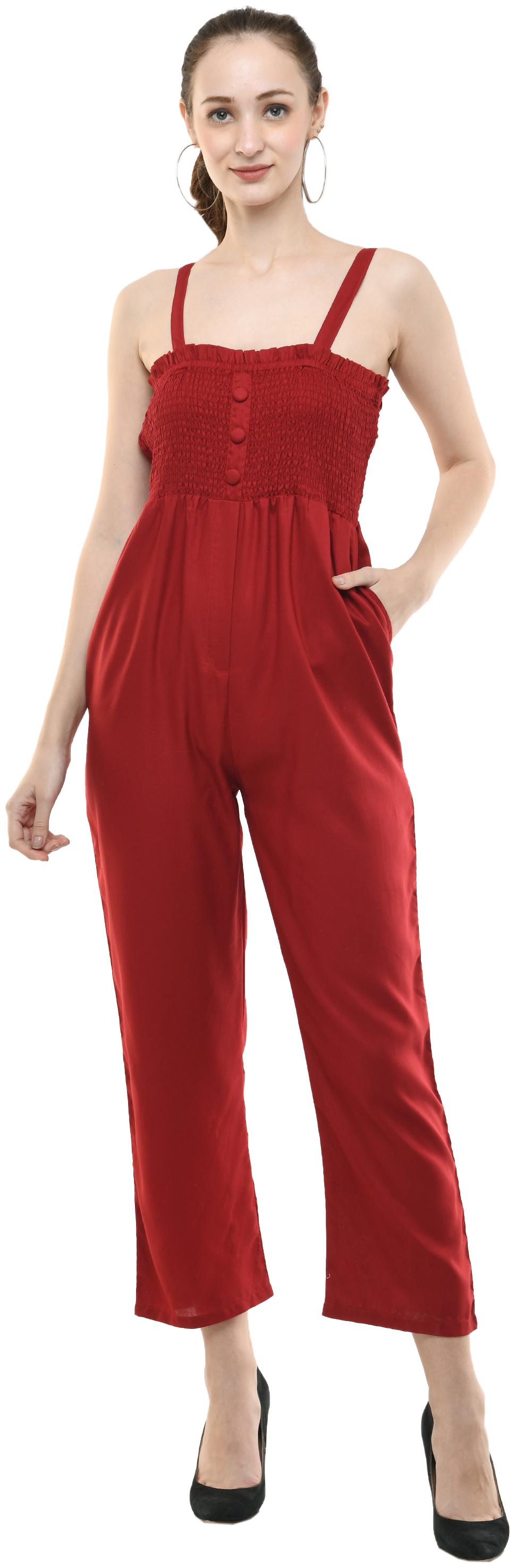 

Milky Way Solid Jumpsuit - Red