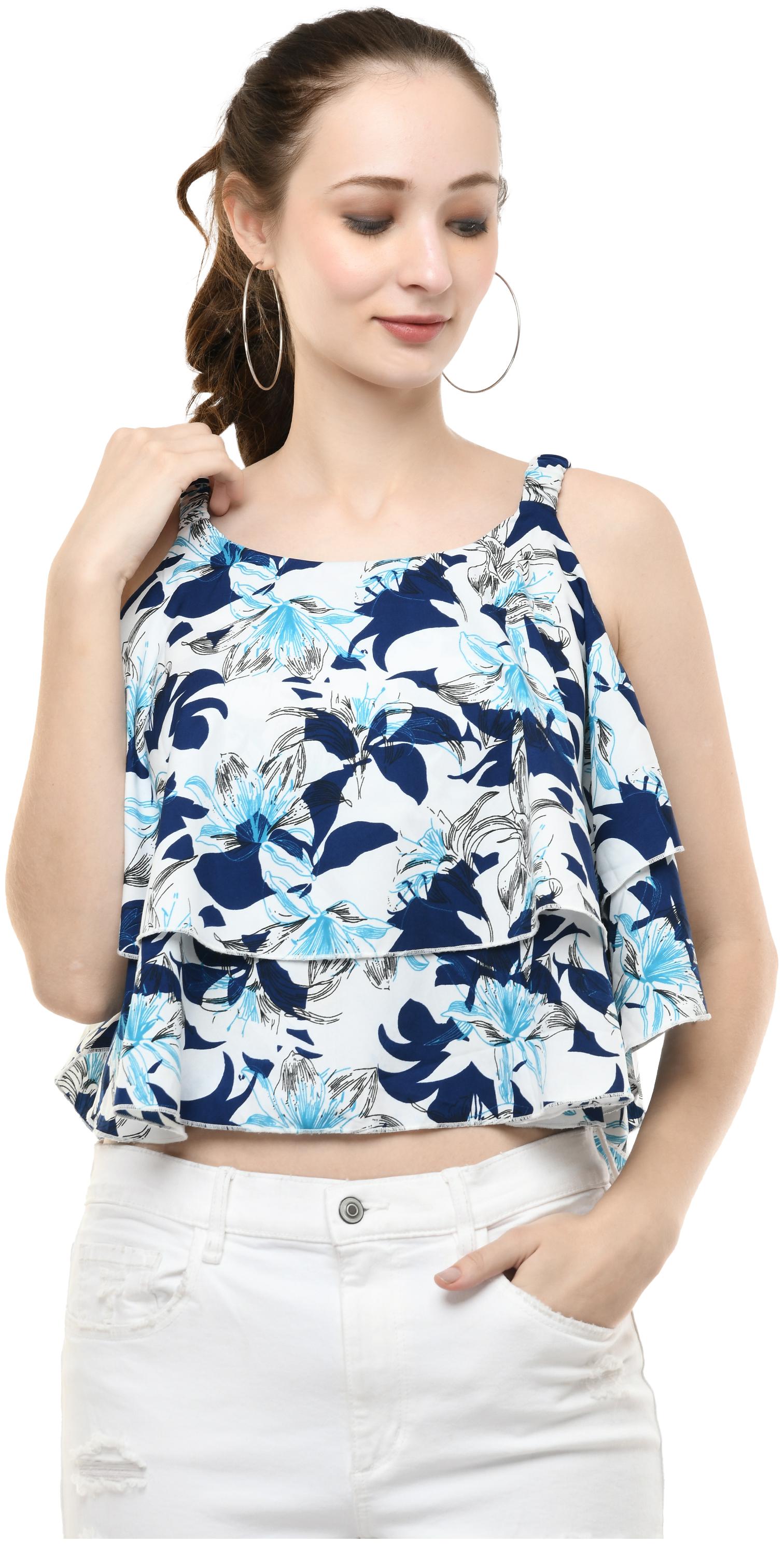 

Milky Way Women Floral Fusion top - Blue