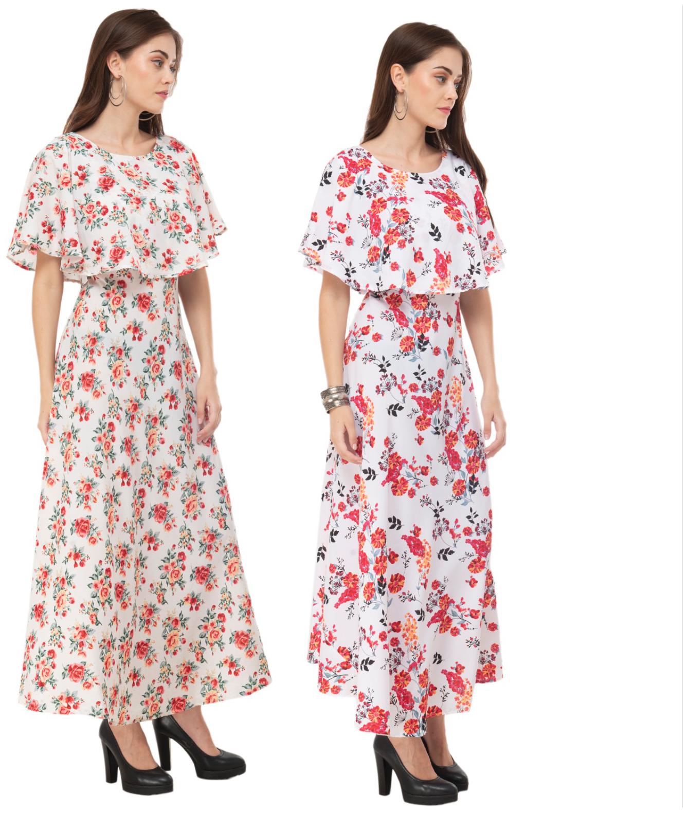 

Milky Way White Floral Fit flare dress
