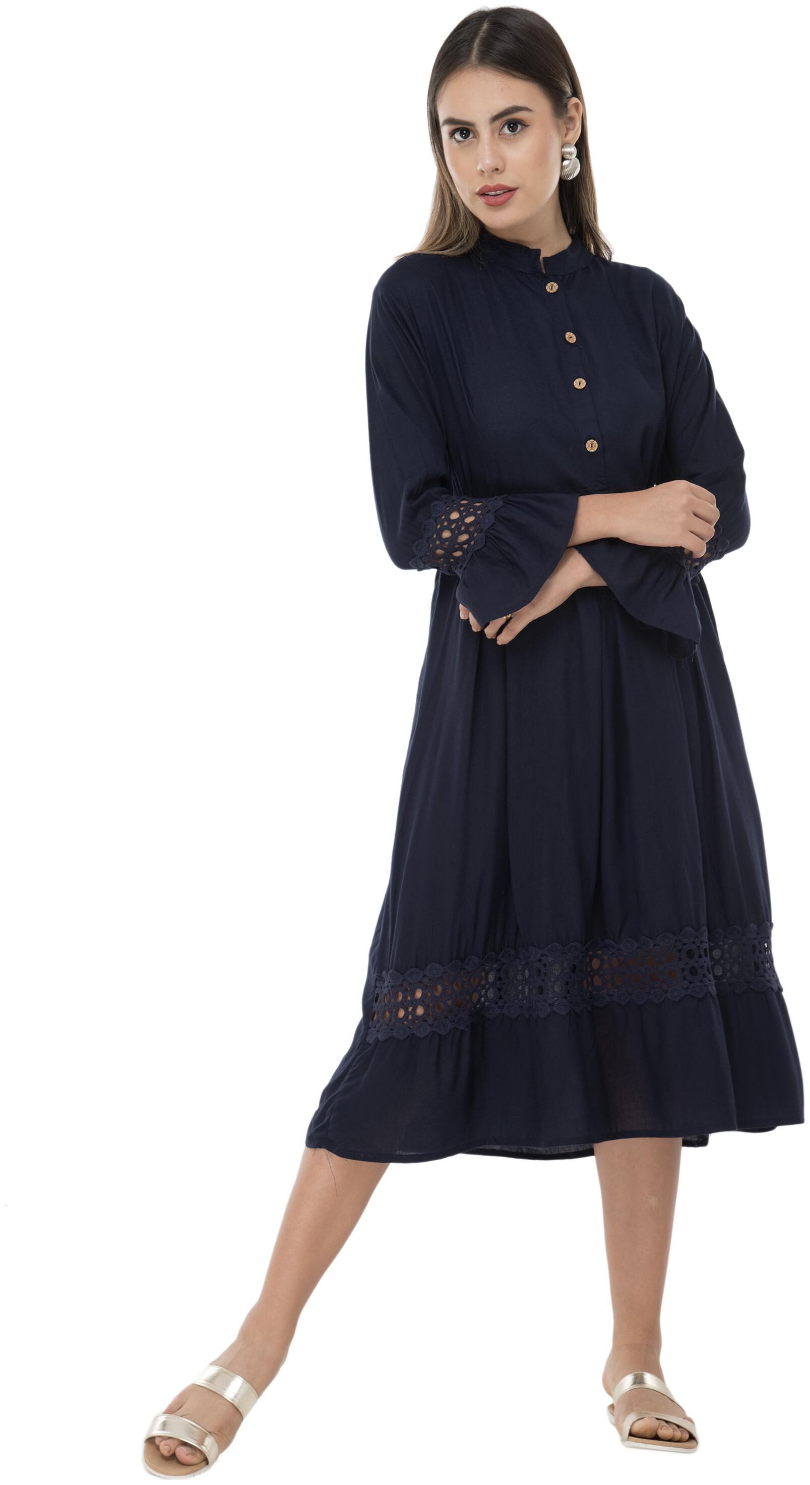 

Milky Way Navy Solid A-line dress