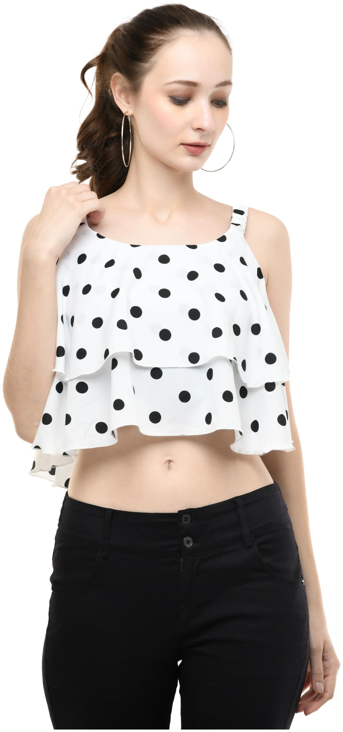 

Milky Way Women Polka dots Fusion top - White