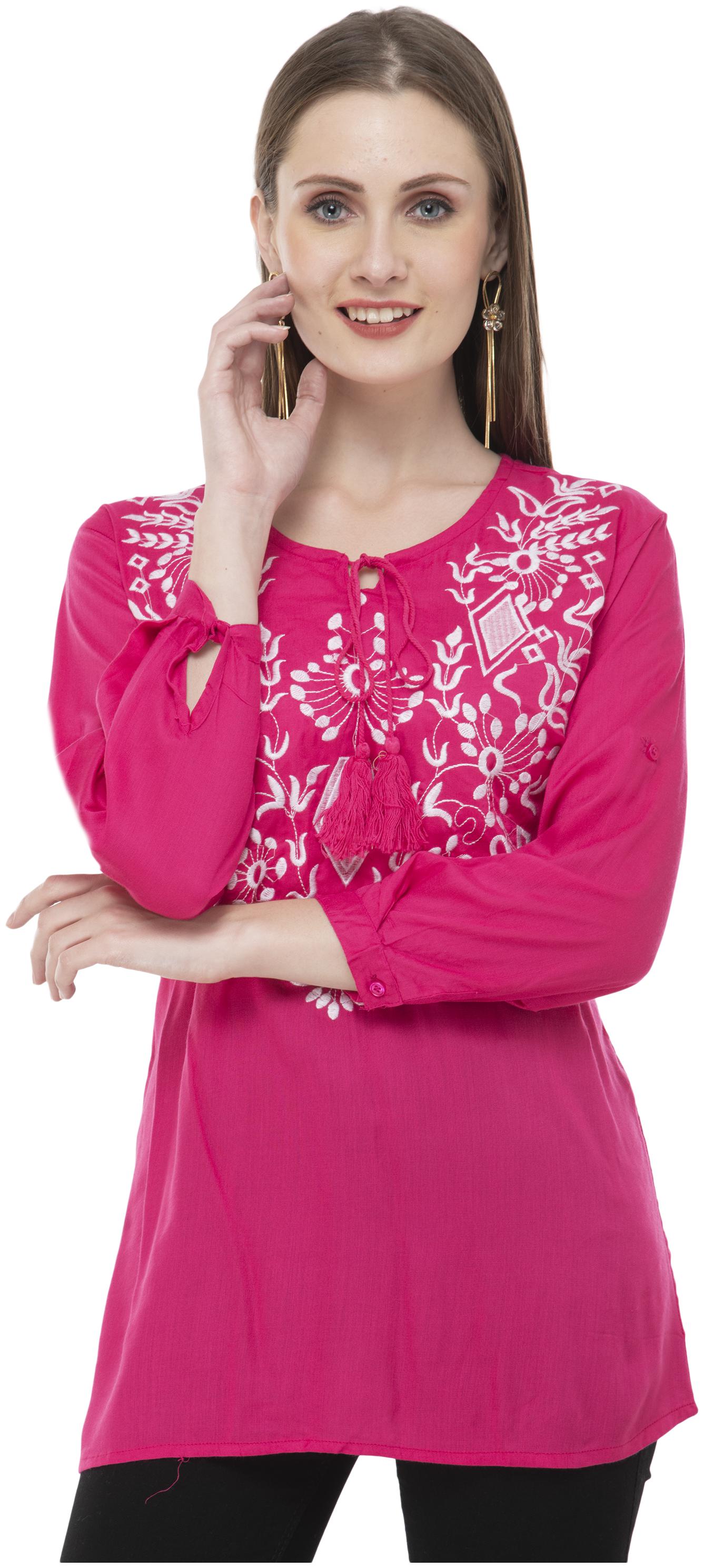 

Milky Way Women Embroidered Regular tunic - Pink