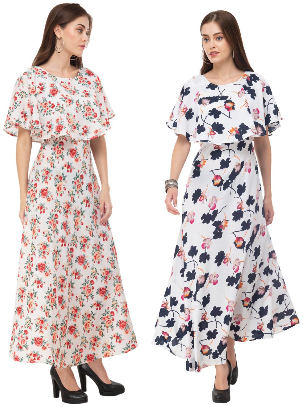 

Milky Way White Floral Fit flare dress