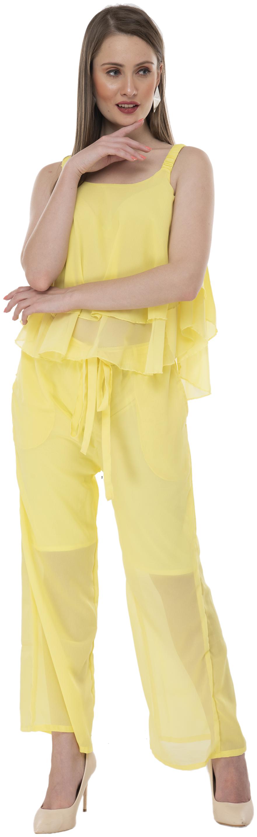 

Milky Way Women Solid Top bottom set - Yellow