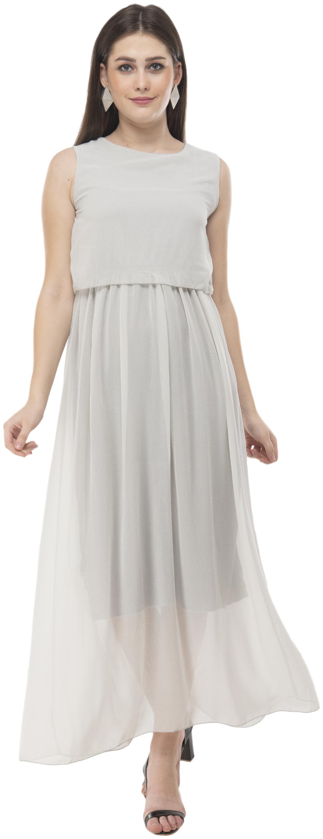 

Milky Way Grey Solid Peplum dress