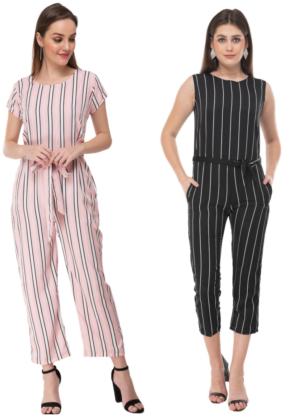 

Milky Way Striped Jumpsuit - Pink Black