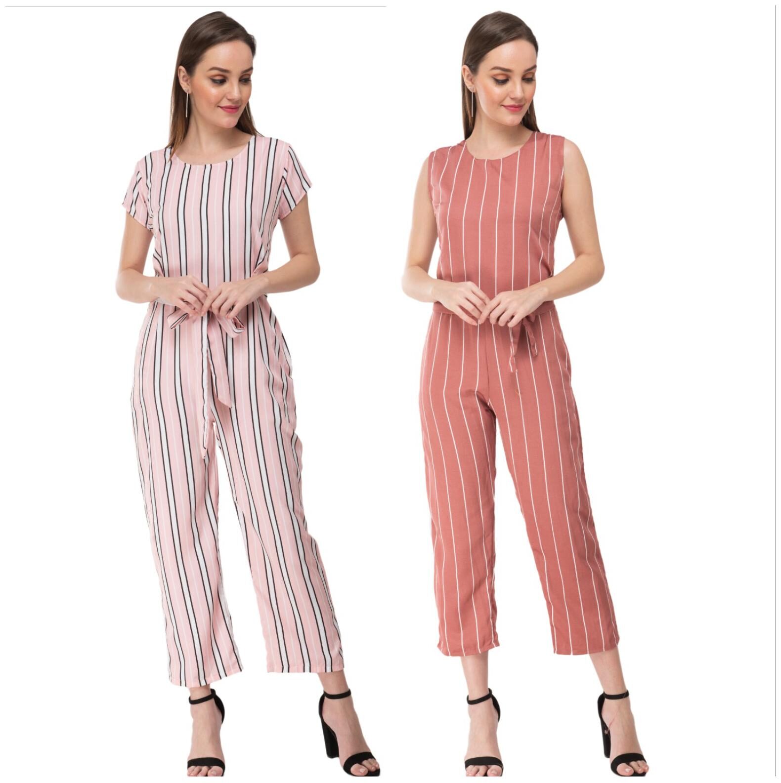 

Milky Way Striped Jumpsuit - Pink